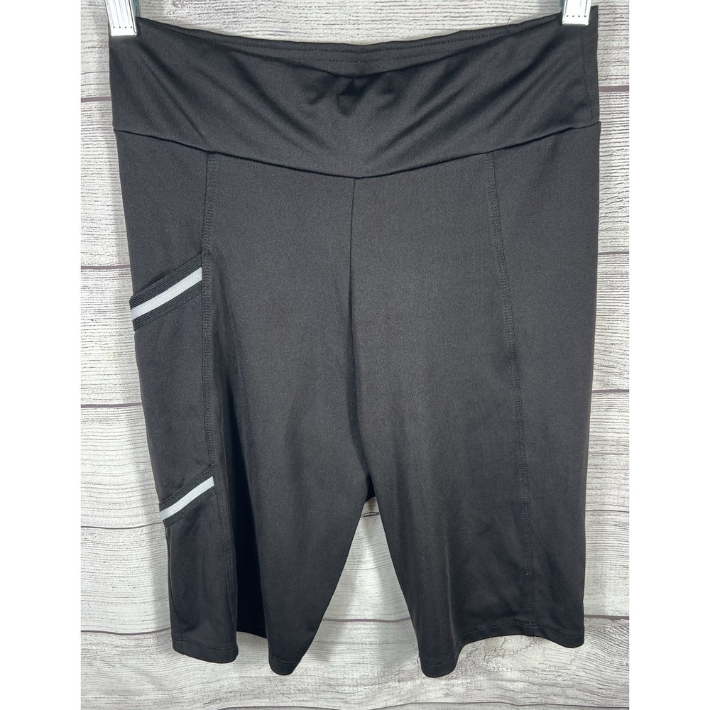 CM Fashion Women's Athletic Biker Shorts Black Pocket Activewear‎ Medium